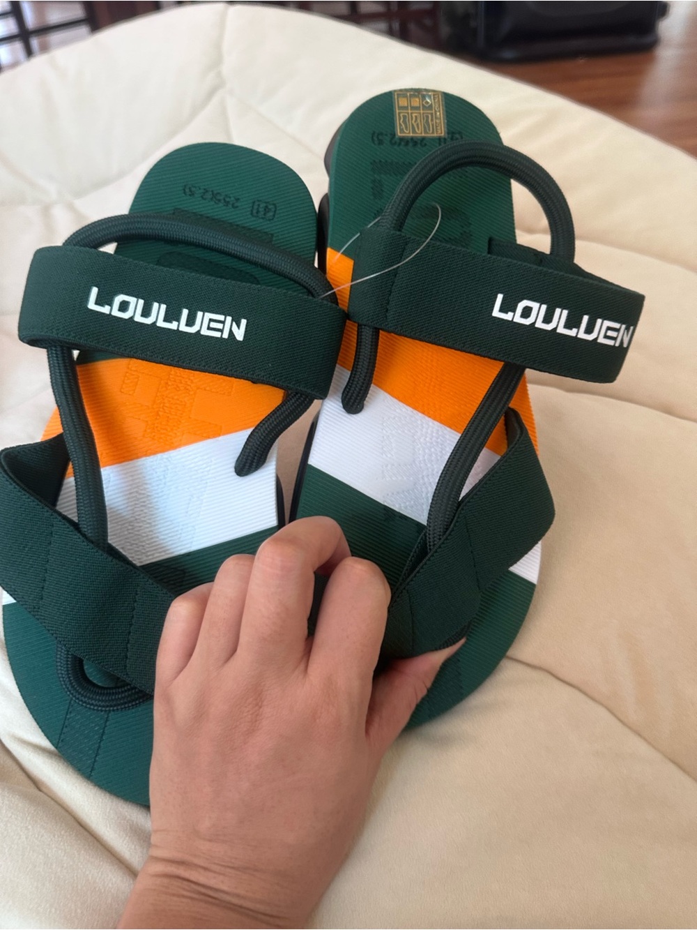 Loulven  Men Green Orange White Adventure Sandals